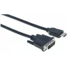 Manhattan HDMI-DVI-D 24+1 kaabel, 3 m, isane-isanele, must, kahe kanaliga, ühildub DVD-D-ga, eluaegne garantii, võrdväärne HDDVIMM3M-ga