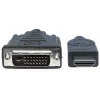 Manhattan HDMI-DVI-D 24+1 kaabel, 3 m, isane-isanele, must, kahe kanaliga, ühildub DVD-D-ga, eluaegne garantii, võrdväärne HDDVIMM3M-ga