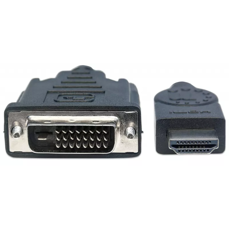 Manhattan HDMI-DVI-D 24+1 kaabel, 3 m, isane-isanele, must, kahe kanaliga, ühildub DVD-D-ga, eluaegne garantii, võrdväärne HDDVIMM3M-ga