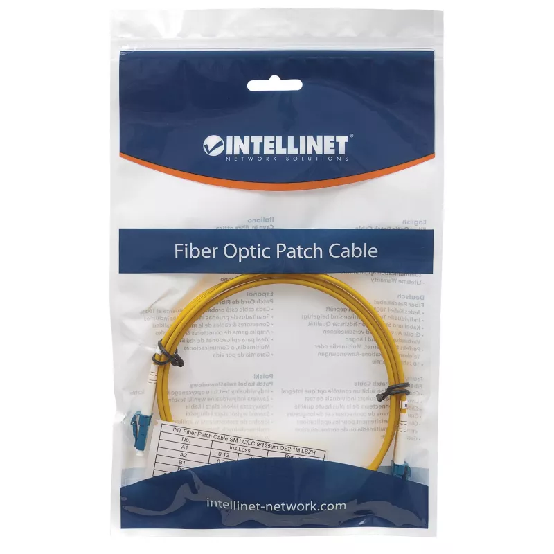Intellinet fiiberoptika patch-kaabel, OS2, LC/LC, 3 m, kollane, dupleks, ühemoodiline, 9/125 µm, LSZH, kiud, eluaegne garantii