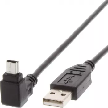 Techly USB 2.0 kaabel A-pistik / Mini B-pistik 90° 1,8 m must ICOC MUSB-AA-018ANG