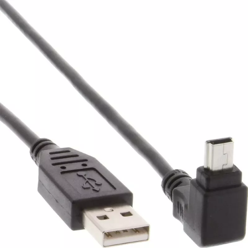 Techly USB 2.0 kaabel A-pistik / Mini B-pistik 90° 1,8 m must ICOC MUSB-AA-018ANG