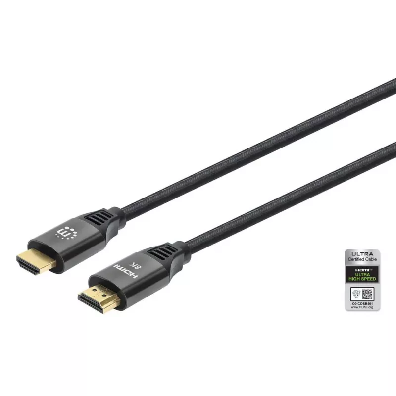HDMI kaabel Ethernetiga Manhattan 8K@60Hz 2m punutud isane-isanele must