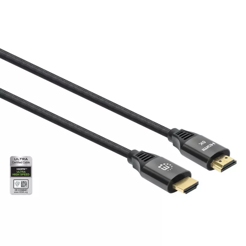 HDMI kaabel Ethernetiga Manhattan 8K@60Hz 2m punutud isane-isanele must