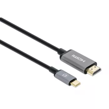 Manhattan USB-C–HDMI-kaabel, 4K@60Hz, 2 m, must, isane–isane, kolmeaastane garantii, ekvivalentne CDP2HD2MBNL-iga