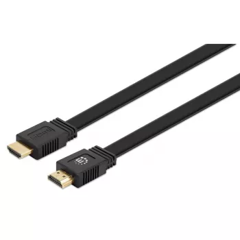 Manhattani HDMI-kaabel Ethernetiga (lame), 4K@60Hz (Premium High Speed), 5m, isane-isasele, must, Ultra HD 4k x 2k, täielikult varjestatud, kullatud kontaktid, eluaegne garantii
