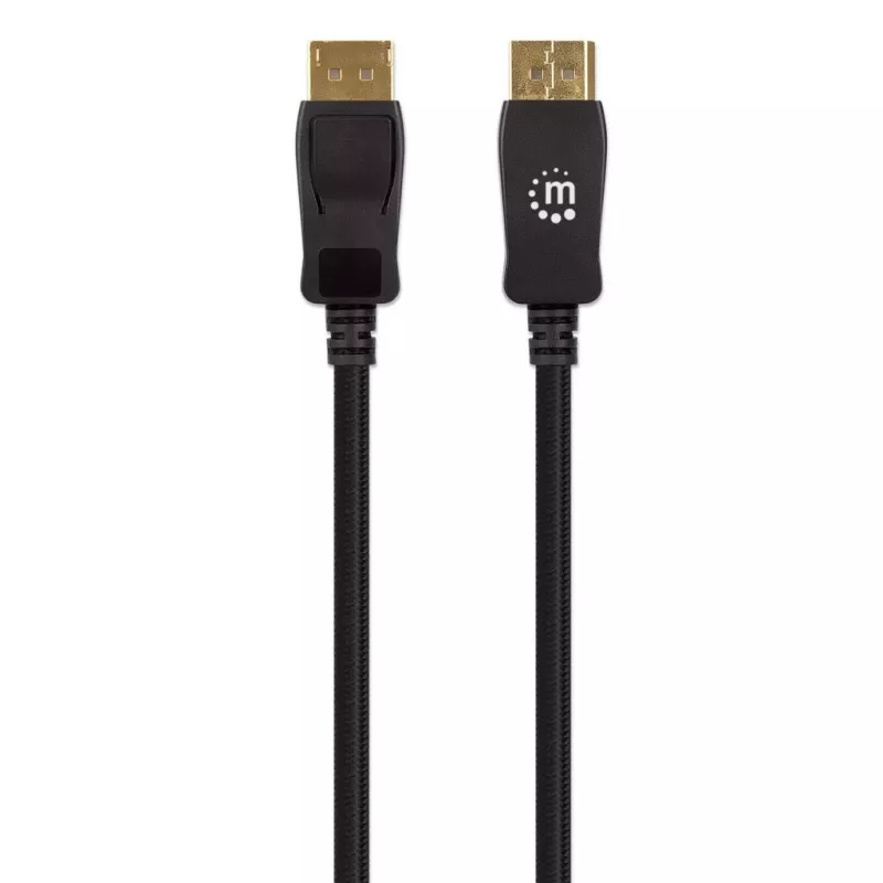 Manhattan DisplayPort 1.4 kaabel, 8K@60Hz, 3m, punutud kaabel, isane-isaneni, riividega, täielikult varjestatud, must, eluaegne garantii, samaväärne DP14MM3M