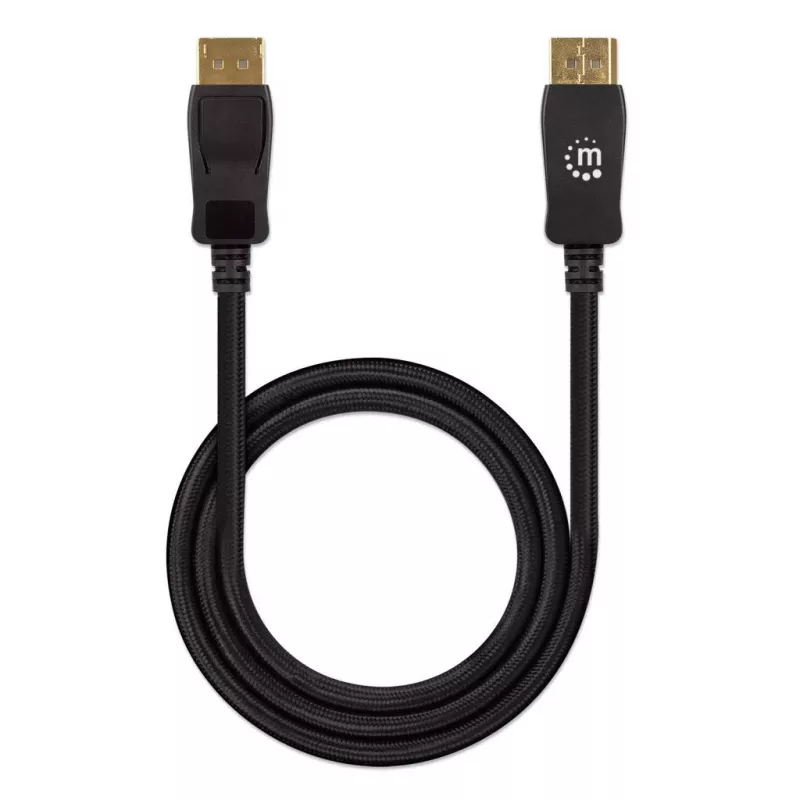 Manhattan DisplayPort 1.4 kaabel, 8K@60Hz, 3m, punutud kaabel, isane-isaneni, riividega, täielikult varjestatud, must, eluaegne garantii, samaväärne DP14MM3M