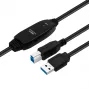 USB 3.2 Gen 1 A-B aktiivkaabel MicroConnect 10 m, must, USB A kuni USB B
