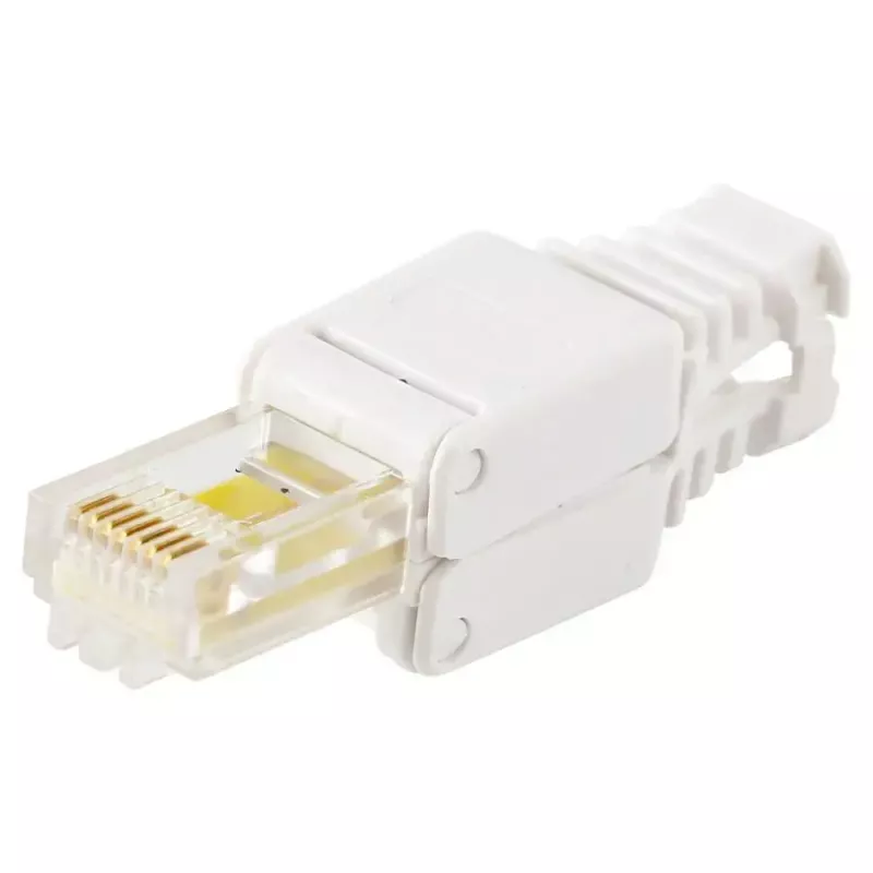 Juhtmepistik LOGON TWP8P8TP RJ-45 Cat5e, läbipaistev/valge/kollane, pakis 10 tk