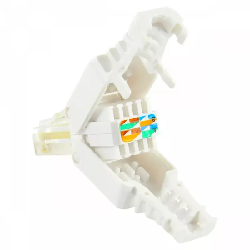 Juhtmepistik LOGON TWP8P8TP RJ-45 Cat5e, läbipaistev/valge/kollane, pakis 10 tk