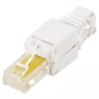 Juhtmepistik LOGON TWP8P8TP RJ-45 Cat5e, läbipaistev/valge/kollane, pakis 10 tk