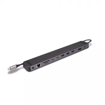 Lindy DST-Mini XT 810, USB-C sülearvuti mini dokkimisjaam ühe ekraaniga (8K) või kahe ekraaniga (4K60) ja 100 W läbiva laadimisega
