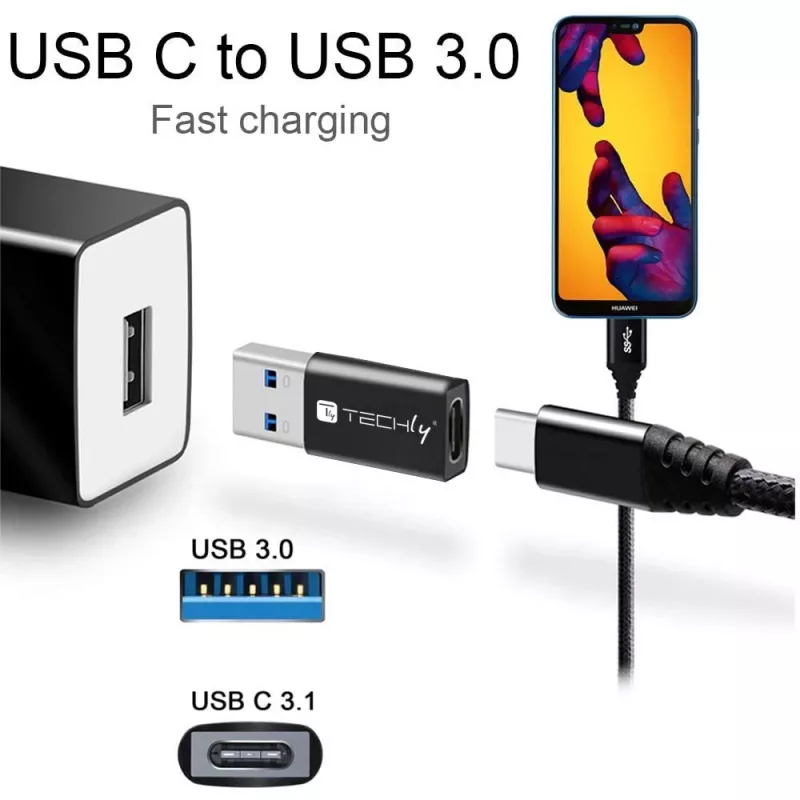 USB soovahetaja Techly IADAP USB3-AFT USB A – USB C must