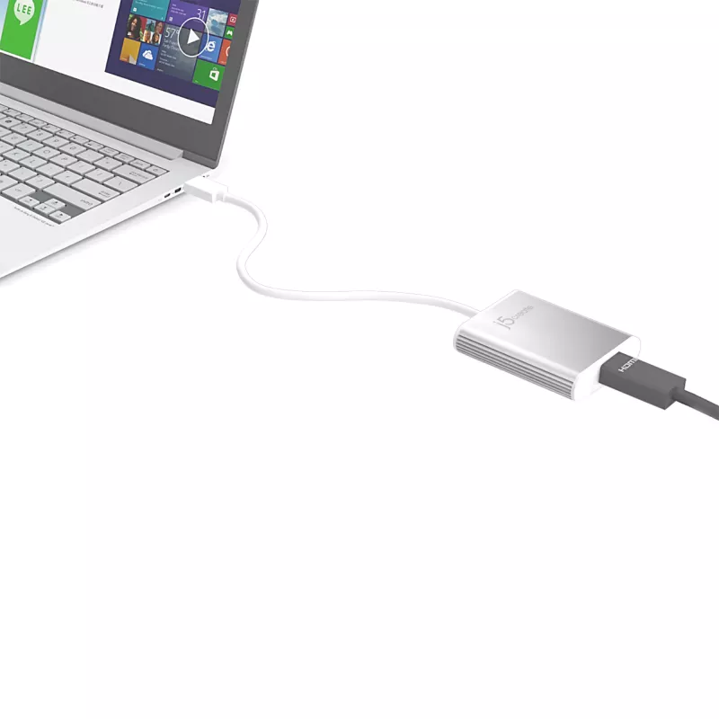 j5create JUA354 USB 3.0 4K HDMI kuvaadapter Hõbedane