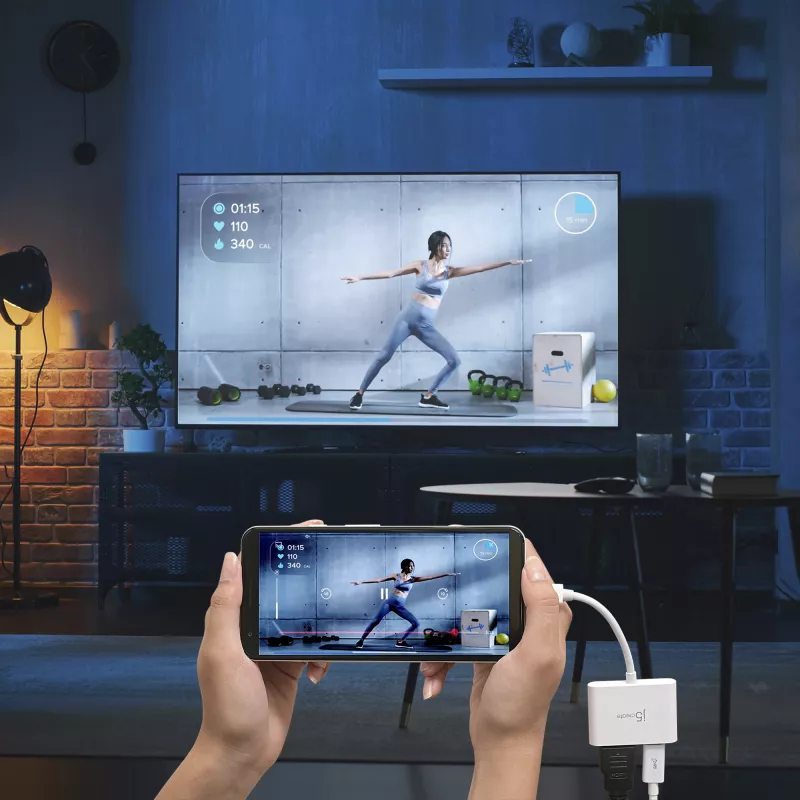 j5create JCA152 USB-C® to 4K HDMI™ adapter toiteedastusega, must