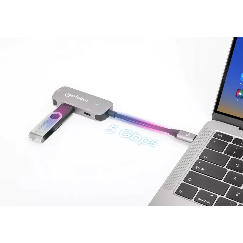 Manhattan USB-C dokk/jaotur HDMI USB-A USB-C 100W toiteedastus 4K 60Hz