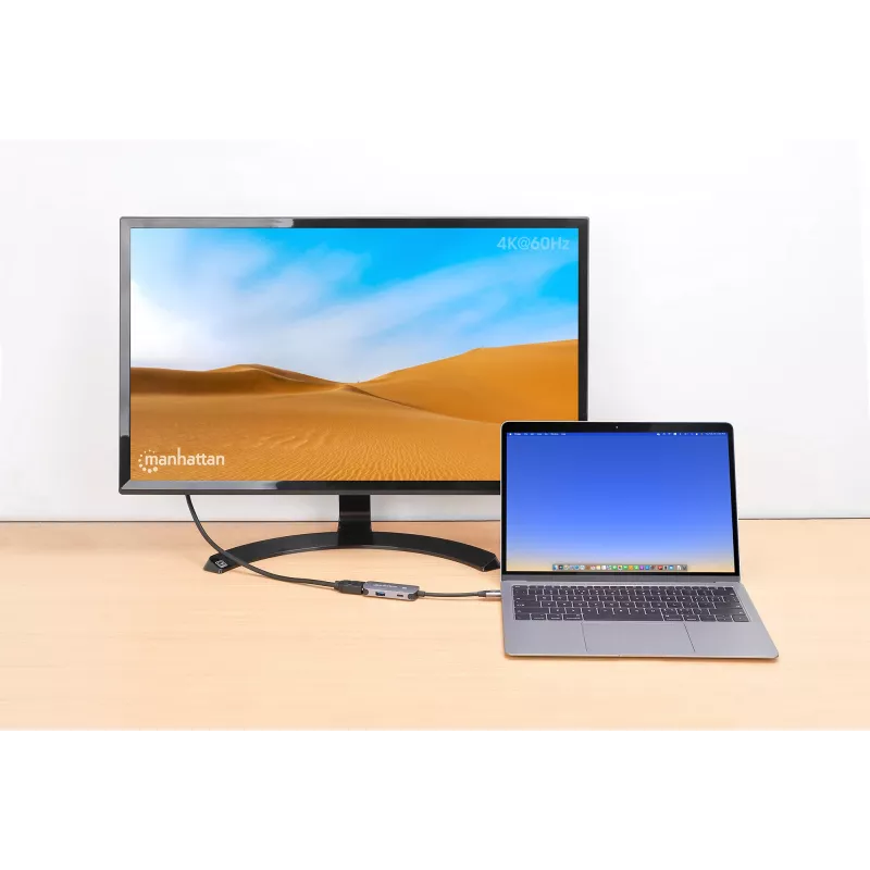 Manhattan USB-C dokk/jaotur HDMI USB-A USB-C 100W toiteedastus 4K 60Hz