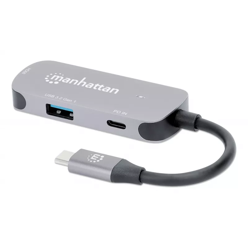 Manhattan USB-C dokk/jaotur HDMI USB-A USB-C 100W toiteedastus 4K 60Hz