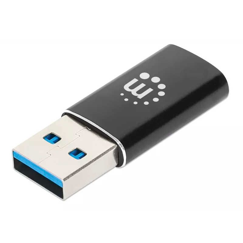 Manhattan USB-C USB-A-adapter, emane isasele, 10 Gbps (USB 3.2 Gen2, tuntud ka kui USB 3.1), SuperSpeed+ USB, must, eluaegne garantii