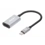 Manhattan USB-C - HDMI kaabel, 4K@60Hz, 5 Gbps (USB 3.2 Gen1 ehk USB 3.0), 11 cm, isane - isane, must/hõbedane, kolmeaastane garantii