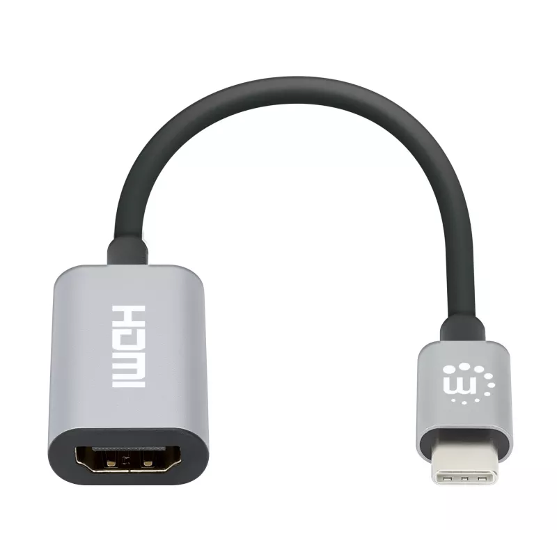 Manhattan USB-C - HDMI kaabel, 4K@60Hz, 5 Gbps (USB 3.2 Gen1 ehk USB 3.0), 11 cm, isane - isane, must/hõbedane, kolmeaastane garantii