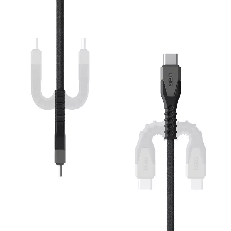 USB-C kuni USB-C toitekaabel EATON Urban Armor Gear Kevlar Core 1,5 m, USB 2.0, must/hall