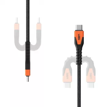 USB-C to USB-C toitekaabel Eaton 1,5 m — Kevlar-südamik, USB 2.0, must/oranž
