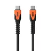 USB-C to USB-C toitekaabel Eaton 1,5 m — Kevlar-südamik, USB 2.0, must/oranž