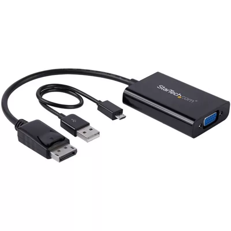 StarTech.com DisplayPort–VGA adapter heliga, 0,184 m, 1920 x 1200 pikslit, 1080p, must, aktiivne videomuundur, 0–70 °C