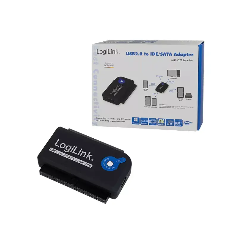 Liidesekaardi adapter LOGILINK AU0006C — USB Type-A IDE/ATA ja SATA, 1,2 m kaabel, must
