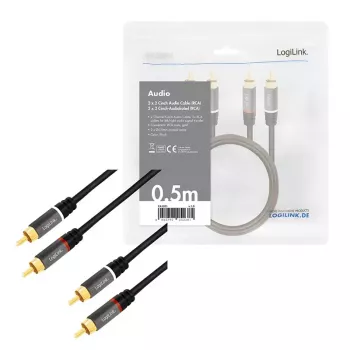 Audio kaabel LogiLink CA1201 0.5 m 2 x RCA must