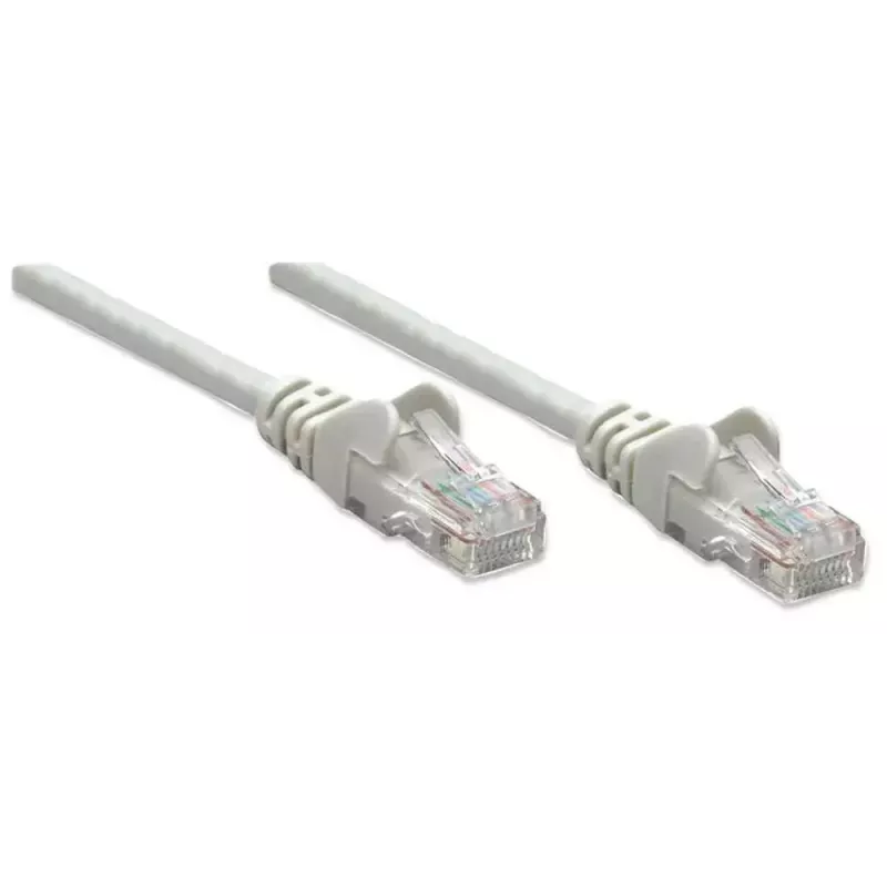 Intellinet võrguparanduskaabel, Cat5e, 2m, Hall, CCA, U/UTP, PVC, RJ45, Kullatud kontaktid, Haardevaba, Kaablikaitsega, Eluaegne garantii