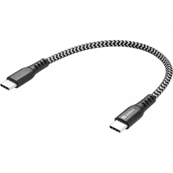 USB-C kaabel Sandberg Survivor 0,2M 100W Must Valge