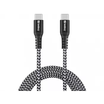 USB-C kaabel Sandberg Survivor 2M 100W must valge