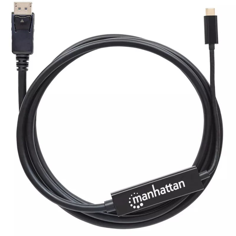 Manhattan USB-C kuni DisplayPort kaabel, 4K@60 Hz, 2 m, isane-isasele, must, ei ole kahesuunaline, kolmeaastane garantii, samaväärne mudeliga CDP2DP2MBD