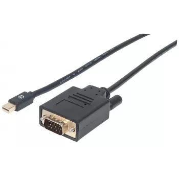 Manhattan Mini DisplayPort 1.2a–VGA-kaabel, 1080@60Hz, aktiivne, 1,8 m, isane–isane, must, kilekott