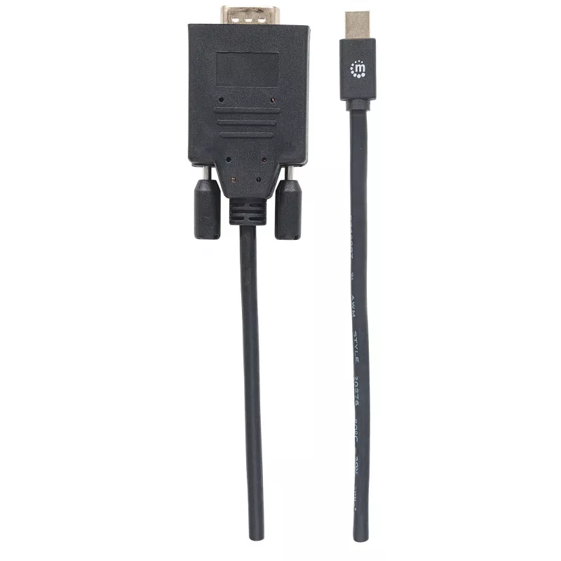 Manhattan Mini DisplayPort 1.2a–VGA-kaabel, 1080@60Hz, aktiivne, 1,8 m, isane–isane, must, kilekott