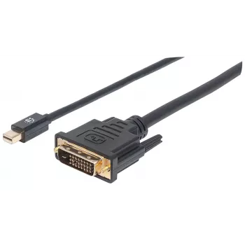 Manhattan Mini DisplayPort 1.2a to DVI-D 24+1 kaabel, 1080p@60Hz, 1.8m, Male to Male, Ühilduv with DVD-D, Must, Lifetime Warranty