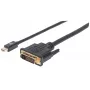 Manhattan Mini DisplayPort 1.2a to DVI-D 24+1 kaabel, 1080p@60Hz, 1.8m, Male to Male, Ühilduv with DVD-D, Must, Lifetime Warranty