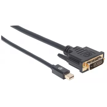 Manhattan Mini DisplayPort 1.2a to DVI-D 24+1 kaabel, 1080p@60Hz, 1.8m, Male to Male, Ühilduv with DVD-D, Must, Lifetime Warranty