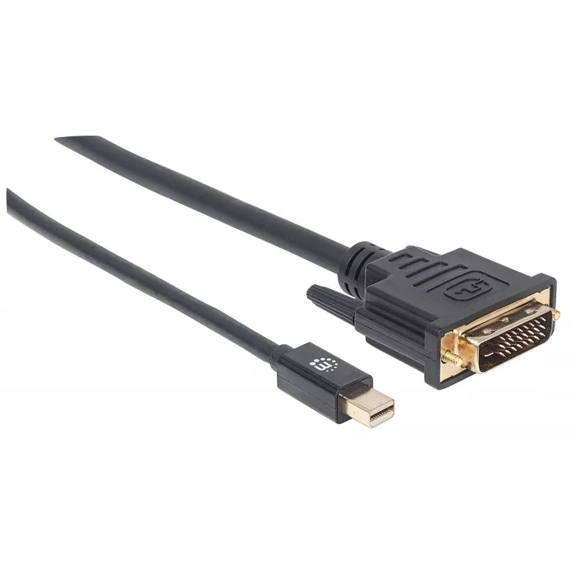 Manhattan Mini DisplayPort 1.2a to DVI-D 24+1 kaabel, 1080p@60Hz, 1.8m, Male to Male, Ühilduv with DVD-D, Must, Lifetime Warranty