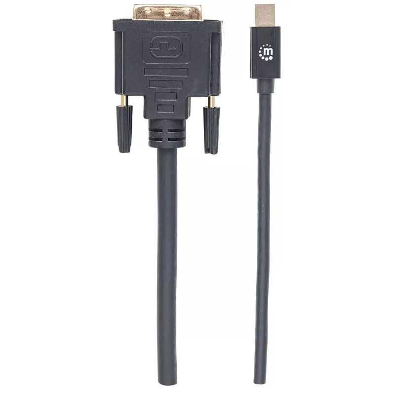 Manhattan Mini DisplayPort 1.2a to DVI-D 24+1 kaabel, 1080p@60Hz, 1.8m, Male to Male, Ühilduv with DVD-D, Must, Lifetime Warranty