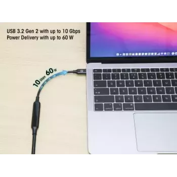 USB-C kaabel Manhattan 5m aktiivne isane-isanele 10 Gbps 3A Must