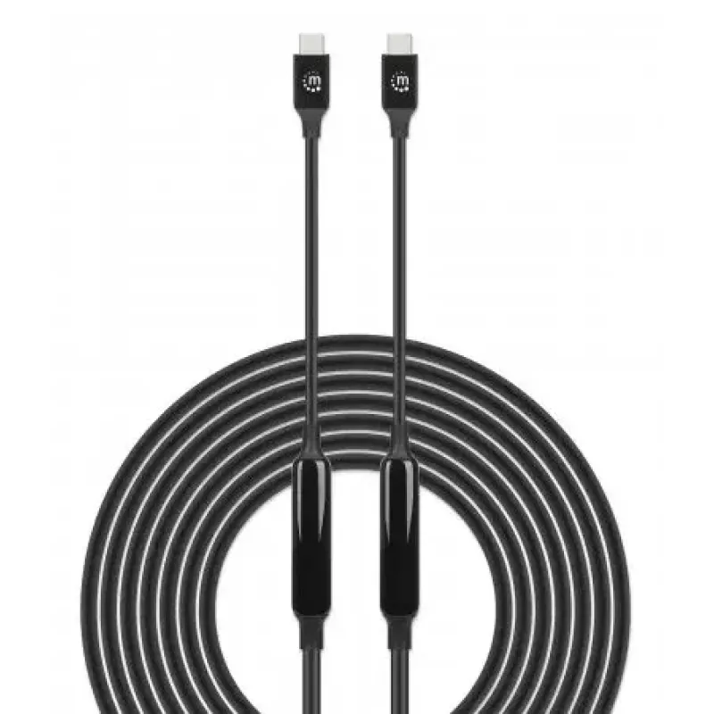 USB-C kaabel Manhattan 5m aktiivne isane-isanele 10 Gbps 3A Must