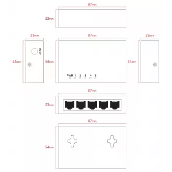 Lanview LVN-DESK-5PORT-1G haldamata 5-pordine Gigabit Etherneti kommutaator