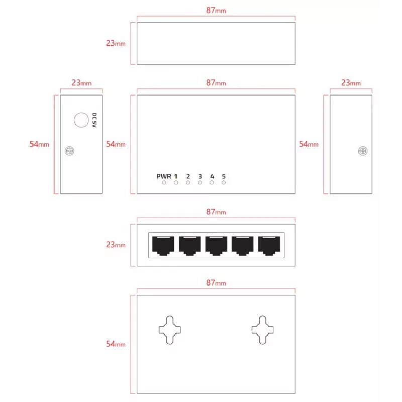 Lanview LVN-DESK-5PORT-1G haldamata 5-pordine Gigabit Etherneti kommutaator