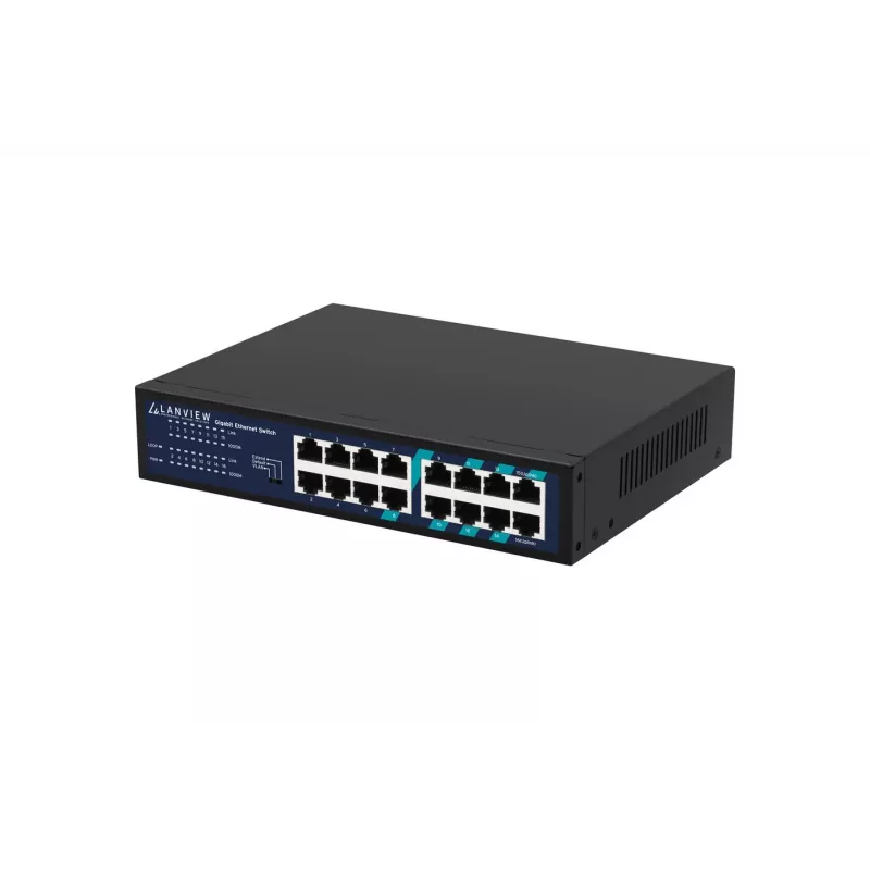 Haldamata kommutaator Lanview LVN-1U-16PORT-1G 16-pordiline 1 Gbps Ethernet, 1U raami paigaldus