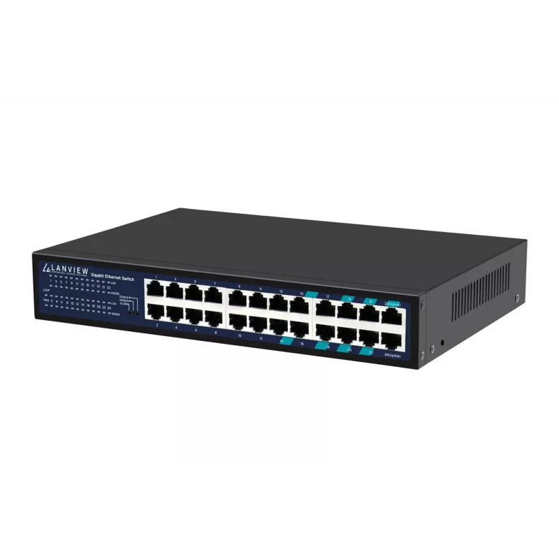 Mittehallitav kommutaator Lanview LVN-1U-24PORT-1G — 24 pordiga täisgigabitine raamile paigaldatav