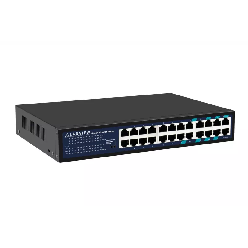 Mittehallitav kommutaator Lanview LVN-1U-24PORT-1G — 24 pordiga täisgigabitine raamile paigaldatav